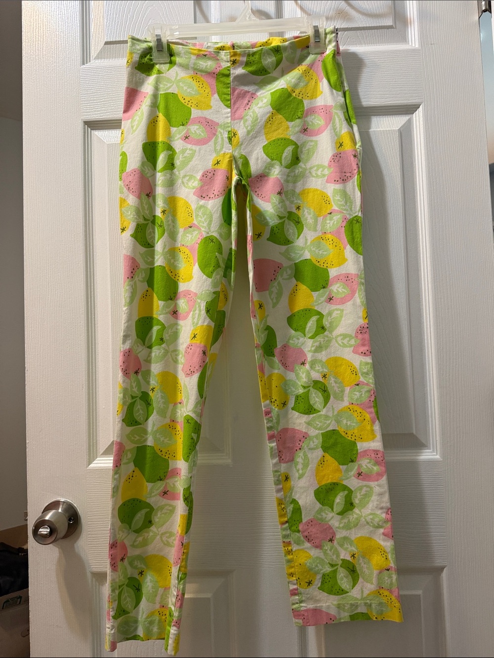 Vintage Lilly Pulitzer Straight Leg Pants in Pink, Yellow & Green Citrus Print